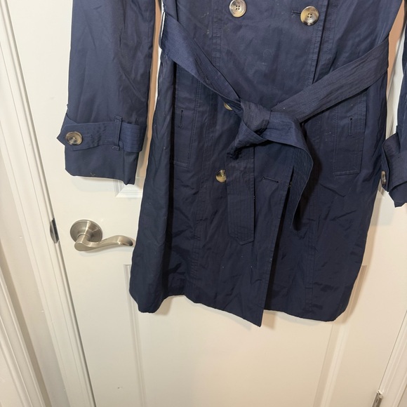 London Fog Women's Double-Breasted Trench Coat Navy Blue sz: S - Picture 3 of 6